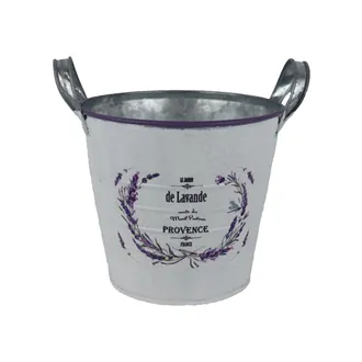 Tin flower pot lavender motif K4595/2