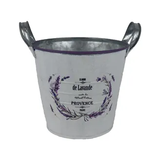 Tin flower pot lavender motif K4595/3