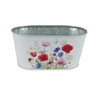 Oval tin flower pot K4689/1