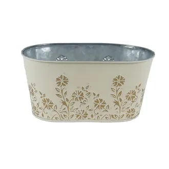 Oval tin flower pot K4695/1