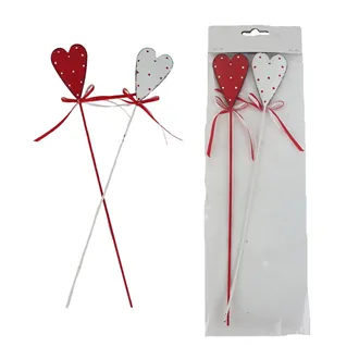 Heart flower pick, 2 pcs K4763