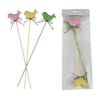 Bird on stick, 3 pcs K4768