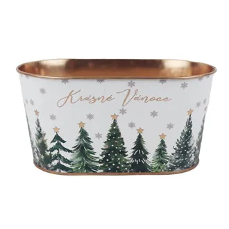 Christmas Oval Tin Flower Pot K4988/1