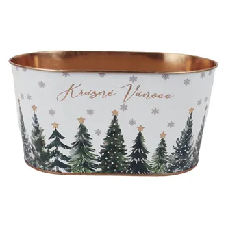 Christmas Oval Tin Flower Pot k4988/2