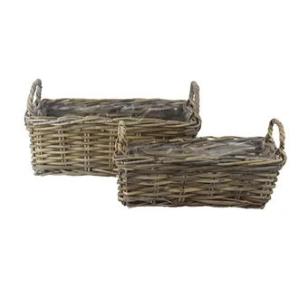 Natural rattan box cube S/2 M0074