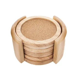 Beer mat rubber-wood wood / cork pr. 9.5 cm + Stand O0043