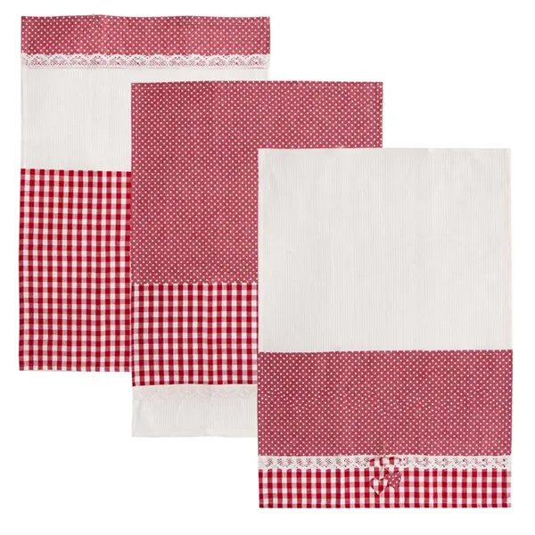 Kitchen towel. Cotton DOT Gift 3 pcs red O0046