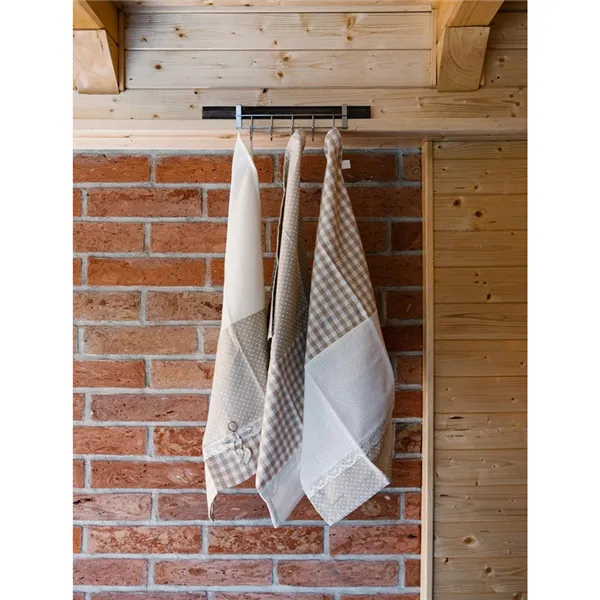 Kitchen towel. Cotton Gift DOT 3 pieces Beige O0047