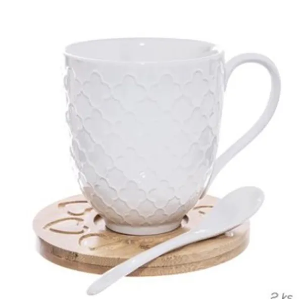 Mug, saucer, spoon WHITELINE 2 pcs O0136 