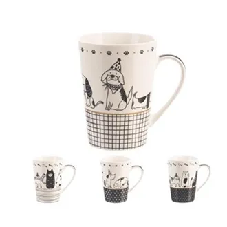 Mug porcelain CATS & DOGS 0.55 l MIX set 4 pcs