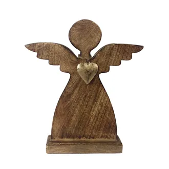 Angel with heart wooden decoration O0312