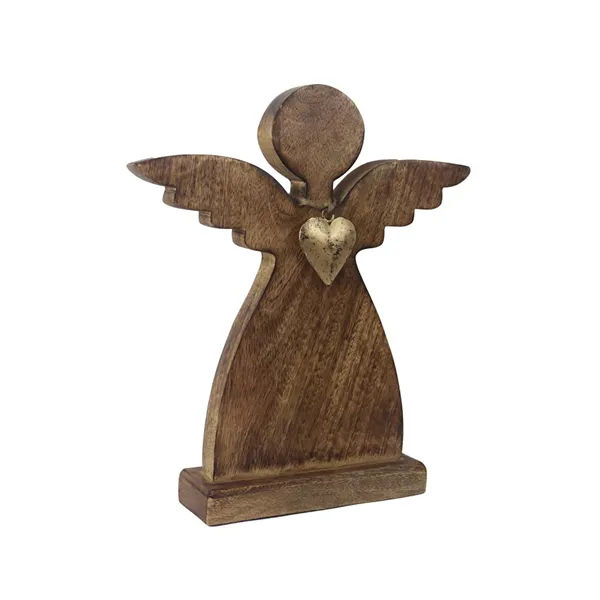 Angel with heart wooden decoration O0312