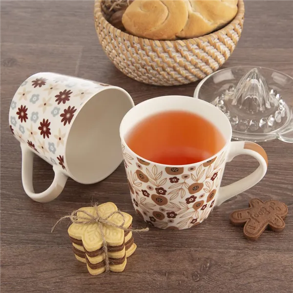 Porcelain mug FLOWER 0.44 l mix set of 4 O0354