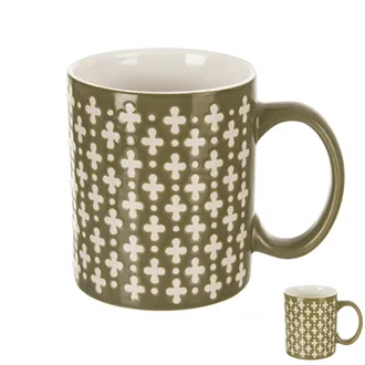 Ceramic mug CROSSES 0.35 l green mix set 4 pcs O0355-16