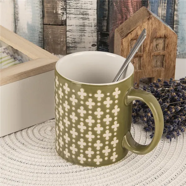 Ceramic mug CROSSES 0.35 l green mix set 4 pcs O0355-16