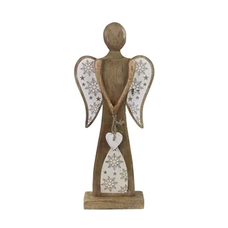 Angel with white heart and snowflakes O0357