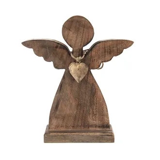 Angel made of wood with a metal heart O0363