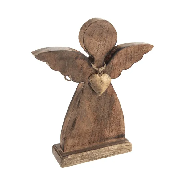 Angel made of wood with a metal heart O0363