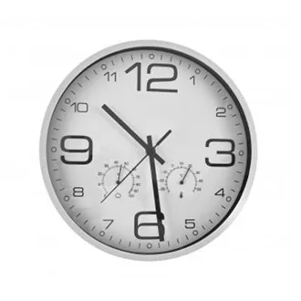 Metal wall clock temperature/humidity white dia. 33 cm