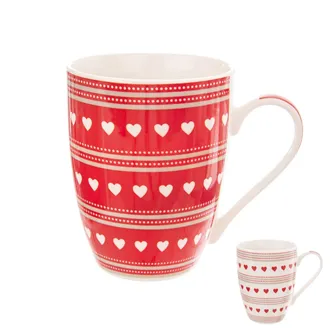 Porcelain cup Red Love HEARTS set 4 pcs mix O0440