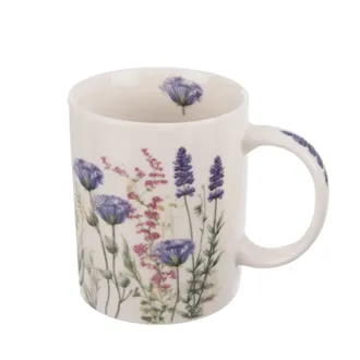 Porcelain mug purple flower 330 ml O0579