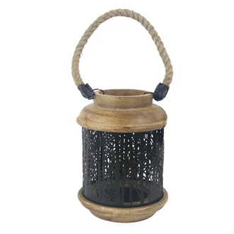 Candlestick mango/sheet metal BLACK 18x18x25 cm