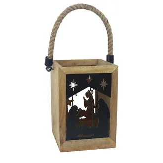 Candlestick wood/metal MANGO nativity scene