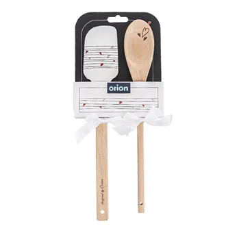 Kitchen spatula steel/wood+spoon HEART