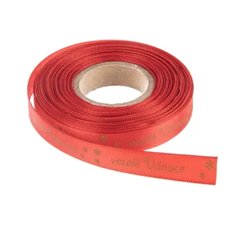 Polyester Christmas ribbon Merry Christmas 25 m red