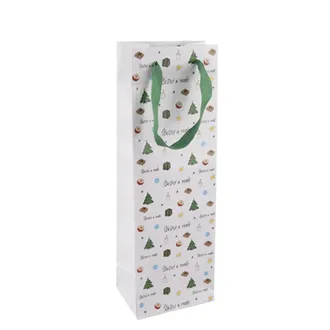 Paper gift bag for wine Happy and cheerful 12x8.5x36 cm
