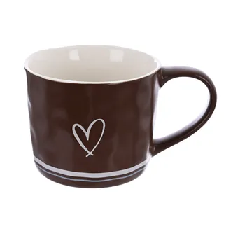 Porcelain mug HEART 0.4 l brown O0644-18