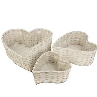 Basket heart with plastic, 3pcs P0415