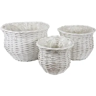 Round white basket P0420-01, 3pcs 