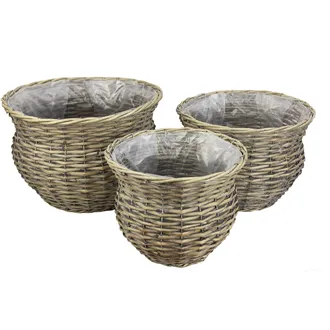 Basket round grey, 3pcs P0420-21