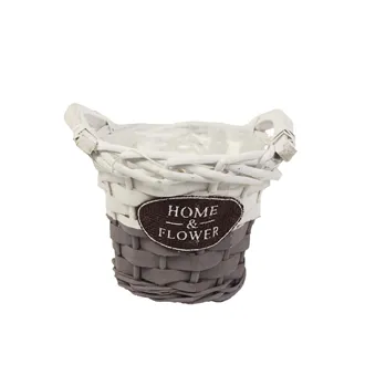 Basket white-brown dia 15cm P0550/1