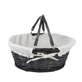 Basket with two handles grey P0739/S