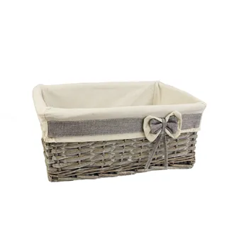 Grey basket with fabric small P0860/M