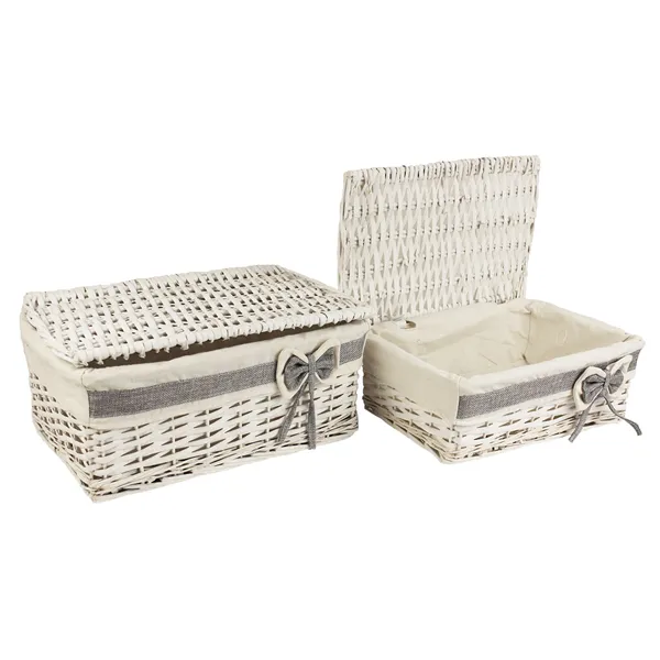 Wicker storage basket with lid, Set of 2 pcs. P0863