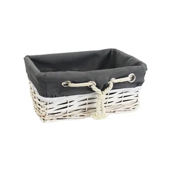 White basket with fabric small P0916/M