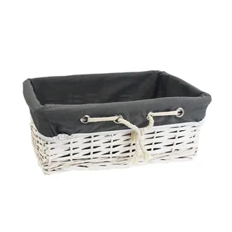 White basket with fabric large P0916/V