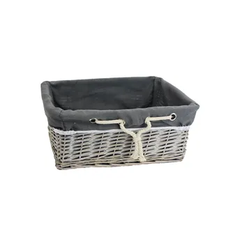 Grey basket with fabric small P0918/M