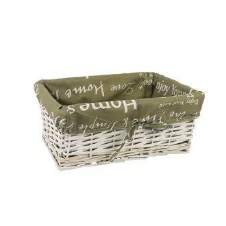 White basket with fabric large P0922/V