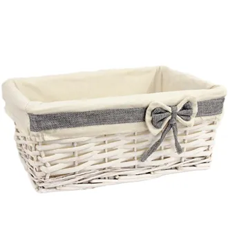 White basket with fabric large P1374/S