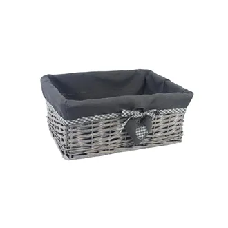 Grey basket with fabric large P1376/V