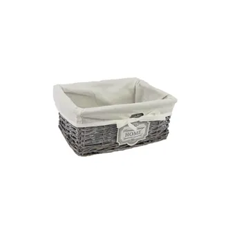 Grey basket with fabric small P1378/M