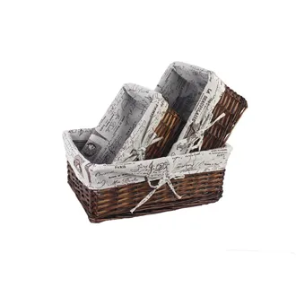 Brown basket with fabric Set 3 pcs P1380