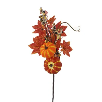 Autumn decoration branch with pumpkin P2329