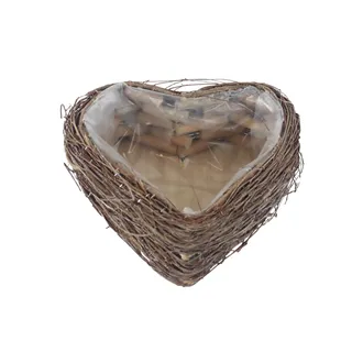 Wicker heart with plastic liner for planting P2498/A