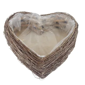 Wicker heart with plastic liner for planting P2498/C