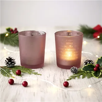 Glass candlestick pink S0029